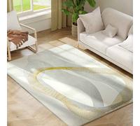 HOMCOM Modern Area Rug, Machine Washable Rug, Allergy-Friendly Floor Carpet for Living Room, Bedroom, Dining Room, Home Office, 170 x 120 cm, Cream White Cream