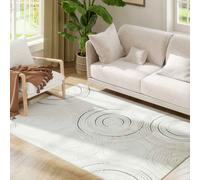 HOMCOM Modern Area Rug, Swirl Pattern Machine Washable Rug, Allergy-Friendly Floor Carpet for Living Room, Bedroom, Dining Room, Home Office, 170 x 120 cm, Cream White Cream