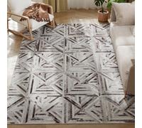 HOMCOM Modern Area Rug, Triangle Pattern Non-Slip Washable Rug, Chenille Floor Carpet for Living Room, Bedroom, Dining Room, Home Office, 230 x 160 cm, Brown