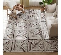HOMCOM Modern Area Rug, Triangle Pattern Non-Slip Washable Rug, Chenille Floor Carpet for Living Room, Bedroom, Dining Room, Home Office, 290 x 200 cm, Brown