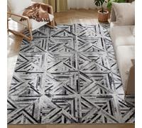 HOMCOM Modern Area Rug, Triangle Pattern Non-Slip Washable Rug, Chenille Floor Carpet for Living Room, Bedroom, Dining Room, Home Office, 230 x 160 cm, Black