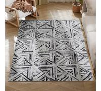 HOMCOM Modern Area Rug, Triangle Pattern Non-Slip Washable Rug, Chenille Floor Carpet for Living Room, Bedroom, Dining Room, Home Office, 170 x 120 cm, Black