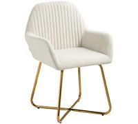 HOMCOM Modern Arm Chair Upholstered Accent Chair with Metal Base for Living Room Cream White Aosom UK