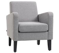 HOMCOM Linen Modern-curved Armchair Accent Seat W/ Thick Cushion, Light Grey, Grey