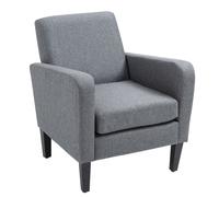 HOMCOM Modern Armchair Accent Chair with Rubber Wood Legs for Bedroom in Grey HOMCOM Grey