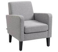 HOMCOM Linen Modern-curved Armchair Accent Seat W/ Thick Cushion, Light Grey, Grey