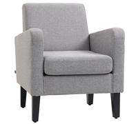 Linen Modern-Curved Armchair Accent Seat w/ Thick Cushion Wood Legs HOMCOM Light Grey One Size