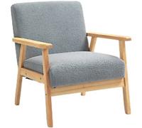 Homcom Accent Chair With Wood Frame Wide Seat Sherpa Fleece Armchair Grey