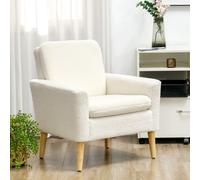 HOMCOM Modern Armchair Upholstered Accent Chair with Wood Legs in Cream HOMCOM Cream