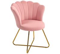 HOMCOM Accent Chair, Velvet Armchair with Lotus Backrest - Pink - Polyester, Steel