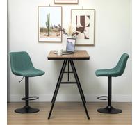HOMCOM Bar Stools Set of 2 Adjustable Swivel Bar Chairs w/ Backrest Green, Green