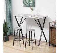 HOMCOM 120 cm Rectangular Bar Table for 4 People, Modern Kitchen Table with Marble Effect Tabletop, Steel Legs, Breakfast Table, White Aosom UK