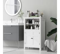 HOMCOM Modern Bathroom Storage Cabinet w/ Open Shelves, White, White