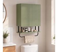 Homcom Modern Bathroom Wall Cabinet With 2 Wavy Doors Green
