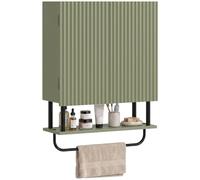 Homcom Modern Bathroom Wall Cabinet With 2 Wavy Doors In Green Green