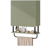 HOMCOM Bathroom Wall Cabinet Modern Space Saver Wall Mounted Cabinet Doors Storage Green