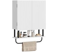 HOMCOM Bathroom Wall Cabinet Modern Space Saver Wall Mounted Cabinet Doors Storage White