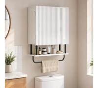 Homcom Modern Bathroom Wall Cabinet With 2 Wavy Doors White