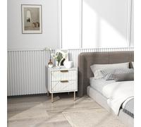 HOMCOM Bedside Table Bedside Cabinet with 2 Drawers for Bedroom - White | TJ Hughes