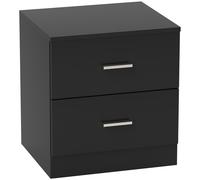 HOMCOM Modern Bedside Table, Beside Cabinet with 2 Drawers, for Bedroom, Living Room, Black