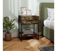 Homcom Modern Bedside Table, Nightstand With Drawer Shelf In Brown Brown