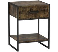 HOMCOM Modern Bedside Table - Rustic Brown