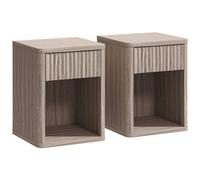 HOMCOM Modern Bedside Table Set of 2, Bedside Cabinet with Drawer and Open Shelf, Side End Table, Nightstand for Bedroom, Oak