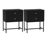 Homcom Modern Bedside Table Set Of 2 With 2 Drawers For Bedroom, Black