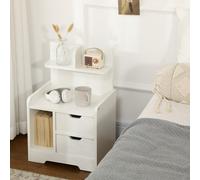 Bedside Table with 2 Drawers and Storage Shelves for Living Room Bedroom Accent Table Small Cabinet - White Modern w/2 Drawer Chest - Home Living | T