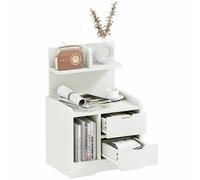 Bedside Table with 2 Drawers and Storage Shelves for Living Room Bedroom Accent Table Small Cabinet - White Modern w/2 Drawer Chest - Home Living | T