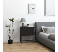 HOMCOM Modern Bedside Table with 2 Drawers for Bedroom - White - Black | TJ Hughes