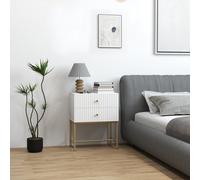 HOMCOM Modern Bedside Table with 2 Drawers for Bedroom in White | Size: 1 Pack HOMCOM White 1 Pack