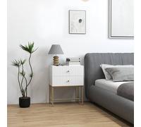 HOMCOM Modern Bedside Table with 2 Drawers for Bedroom, Living Room in White | Size: 1 Pack HOMCOM White 1 Pack