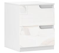 HOMCOM High Gloss Modern Two-Drawer Bedside Cabinet - White, White