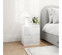 HOMCOM Modern Bedside Table with 2 Drawers for Bedroom, Living Room, White - White