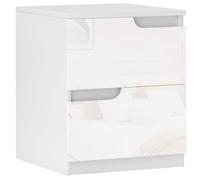 HOMCOM Modern Bedside Table with 2 Drawers for Bedroom, Living Room, White