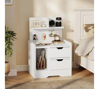HOMCOM Bedside Table with 2 Drawers & Shelves Storage Organiser Bedroom Living Room in White HOMCOM White