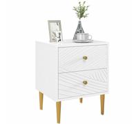 Homcom Modern Bedside Table With Drawer, Side Table With Metal Legs, White