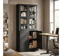 HOMCOM Modern Bookcase, Display Cabinet with Adjustable Shelves, Black