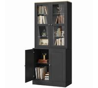 HOMCOM Modern Bookcase, Display Cabinet with Adjustable Shelves, Black