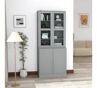 Homcom Modern Bookcase Display Storage Cabinet W/ Doors Adjustable Shelves