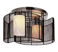 HOMCOM Flush Mount Ceiling Light w/ Wire Drawing Lampshade Chrome Finish Black