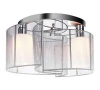 HOMCOM Modern Chandelier, Semi-Flush Mount Ceiling Light with 2 Light, E27 Bulb Base for Hallway, Dining Room, Living Room, White and Silver Creamy white, Silver