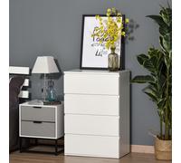HOMCOM Modern Chest of Drawers, Modern Drawers Dresser for Bedroom in White HOMCOM White