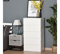 HOMCOM Bedroom Chest Of Drawers, High Gloss 4 Drawers Dresser, Drawer Unit White, White