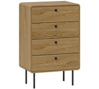 HOMCOM Modern Chest of Drawers with 4 Drawers - Oak