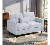 Homcom Modern Chic Loveseat With Armrest Spring Padding, Light Grey