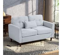 Homcom Modern Chic Loveseat With Armrest Spring Padding, Light Grey