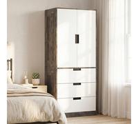 Homcom Modern Clothes Storage Cupboard Unit With Hanging Rod, Rustic Brown