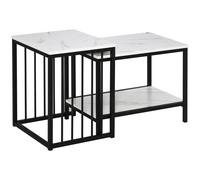 HOMCOM Two-Piece Modern Coffee Table With Steel Frame White And Black, White
